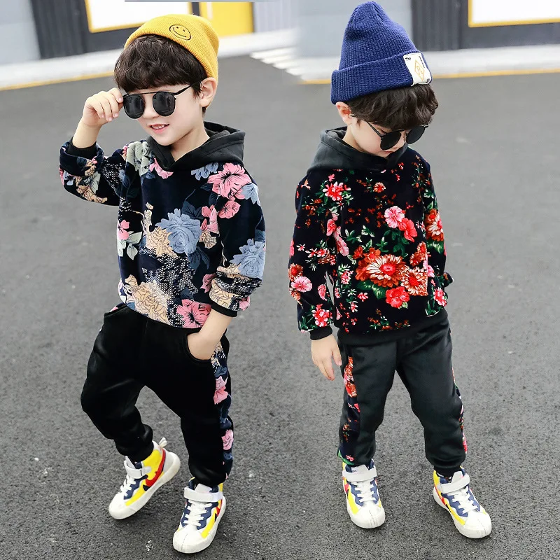 

2019 New Style Fashion Fan Children CHILDREN'S Suit BOY'S Fall And Winter Clothes Double-sided Plush Case Children Flower Gold V