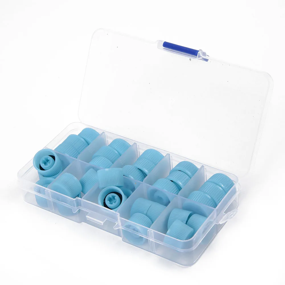 

Kit 30pcs Auto Air Conditioner Refrigerant AC valve cap High Low Dust Cover Replacement Tools Practical Durable