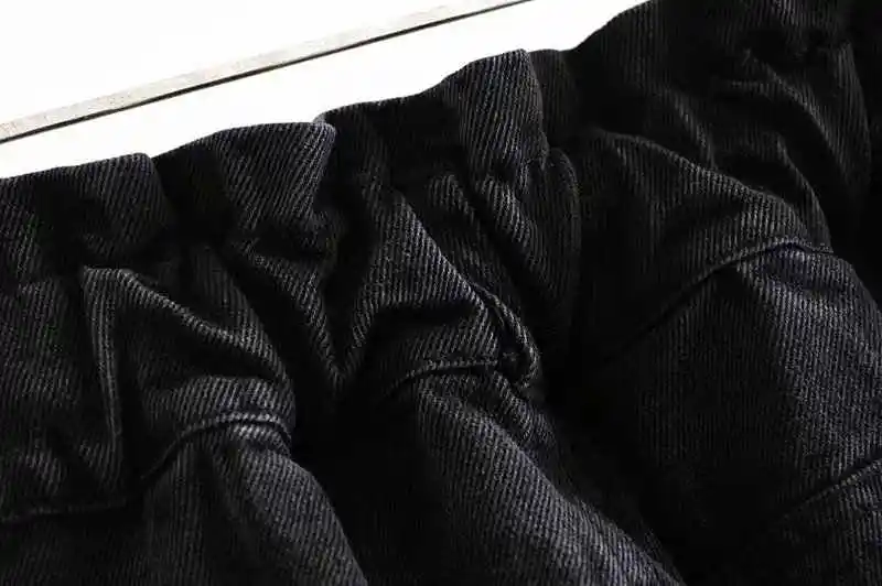 TRAF Женские винтажные Стильные Джинсовые штаны с карманами и высокой талией, женские модные штаны на молнии с эластичной резинкой на талии
