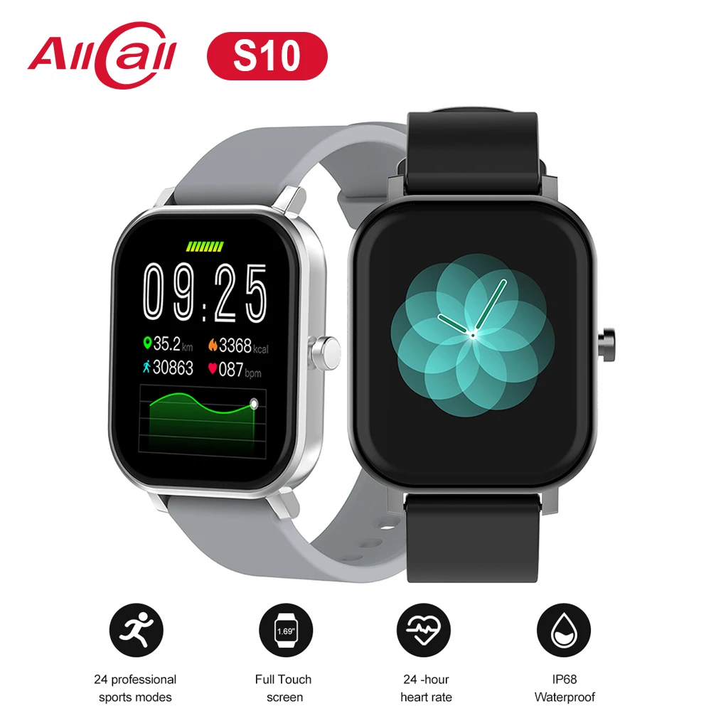 AllCall S10 Smart Band 1.69” Large Screen Bluetooth 5.0 GPS Fitness Tracker Sleep Heart Rate Blood Pressure Monitor Sports Watch