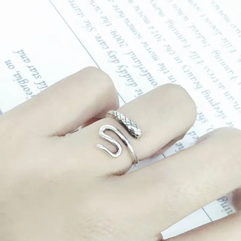 DreamySky Bijoux Boho стильные 925 пробы серебряные кольца в виде змейки для женщин Подарки большие Регулируемые кольца на палец