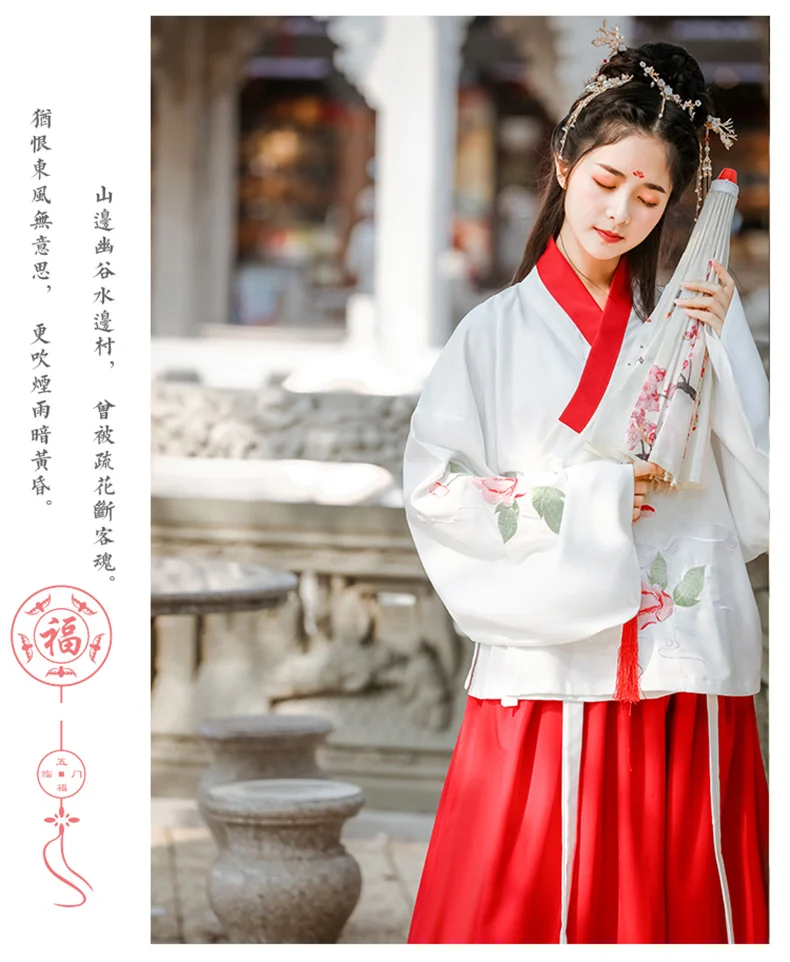 Женский Hanfu Традиционный китайский древний народный танцевальный костюм праздничный наряд Мин Цин вышивка принцесса фея платье набор DL4993