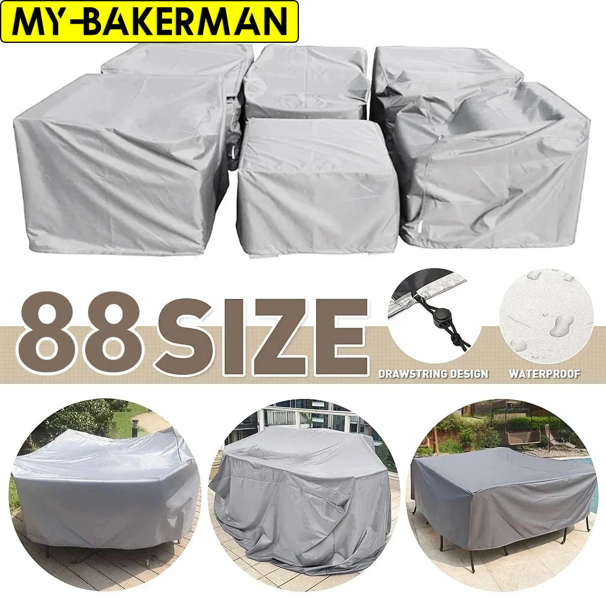 2 Colors Waterproof Outdoor Patio Garden Furniture Covers Rain Snow Chair covers for Sofa Table Chair Dust Proof Cover