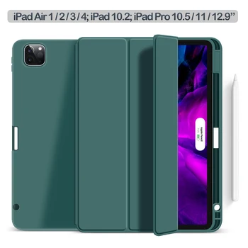 

Silicone Case for Ipad Air 4 Pro 11 12.9 Inch Smart Flip Cover Pencil Slot Case for Ipad Air 1 2 9.7 Air 3 10.5 10.2 Inch Funda