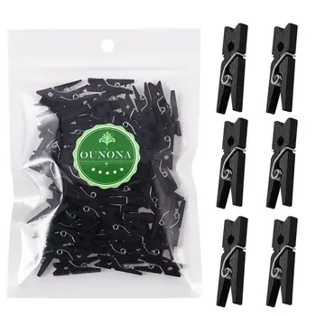 

OUNONA 100 pcs Mini Natural Wooden Paper Clips Clothespin Clips Picture Photo Cable Pictures Organizer Clips for Hanging Photos