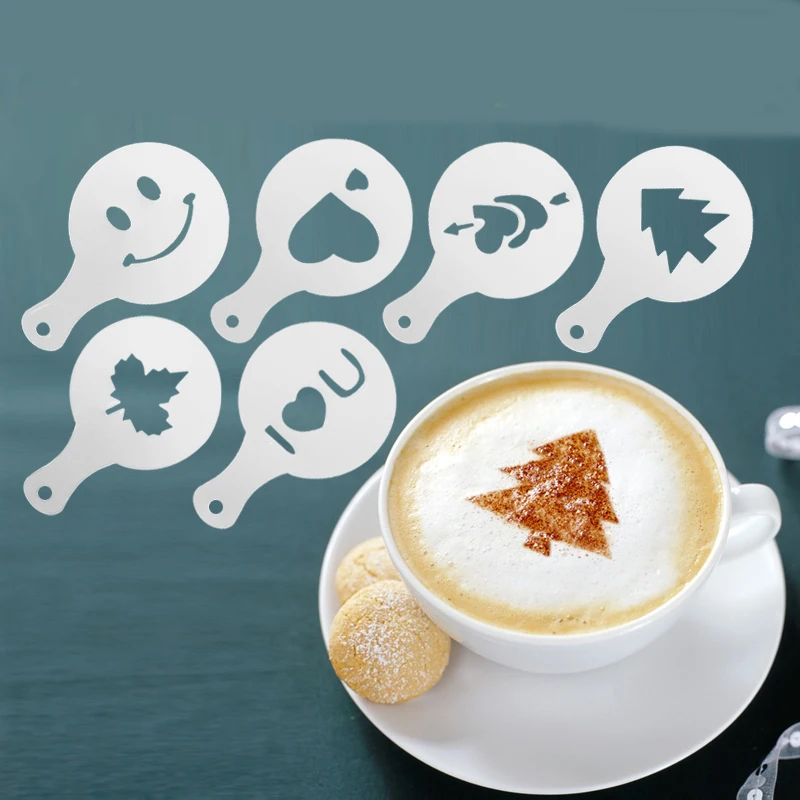 

16Pcs/set Cappuccino Coffee Printing Flower Stencils Template Strew Flowers Pad Cake Decorating Coffee Decor Tools Accessories