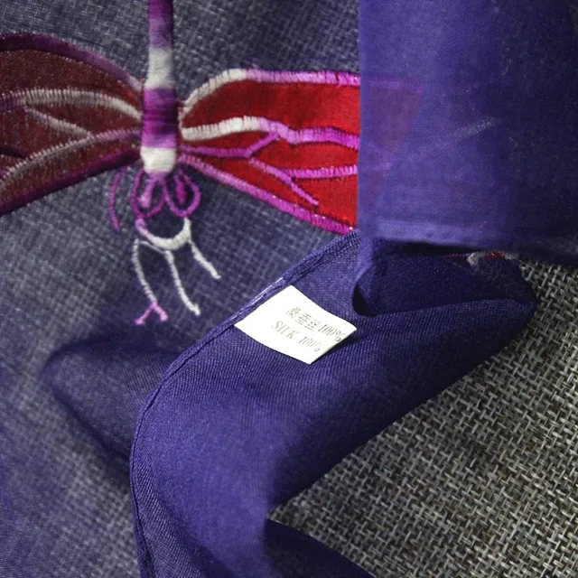 Nagykereskedelem 5 db,#0511 100% Selyem Organza Sál Zsebkendő, Szín: Lila-Kék, Méret: 52*170 Cm - Image 6