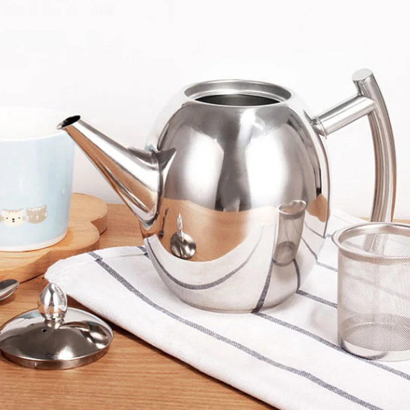 

1500Ml Large Capacity Stainless Steel Coffee Tea Pot Maker with Infuser Kettle Boiling Teapots Drinkware Multifunction Heated Co