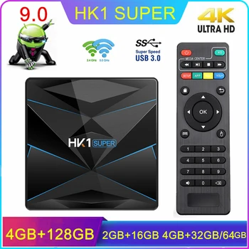 

HK1 Super Smart Android 9.0 TV BOX RK3318 Quad Core 4K 3D 4G 32G/64G /128G Dual Wifi hk1super Fast Set top Box