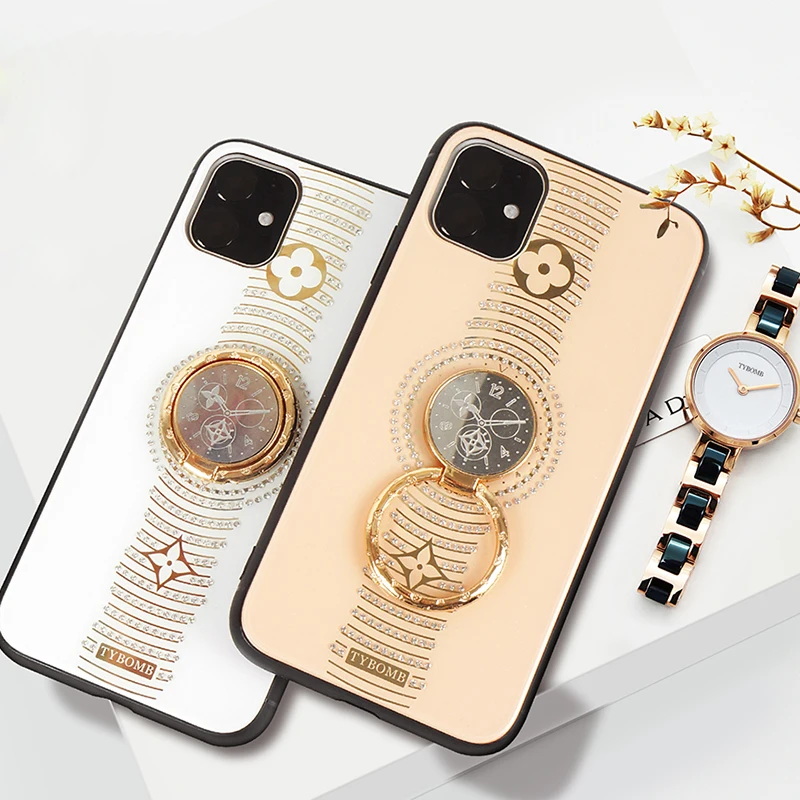 Luxury Diamond Dial Phone Case For iPhone 11 Pro Max X Xr Xs With Finger Ring Stand Back Cover 8 7 6s Plus |