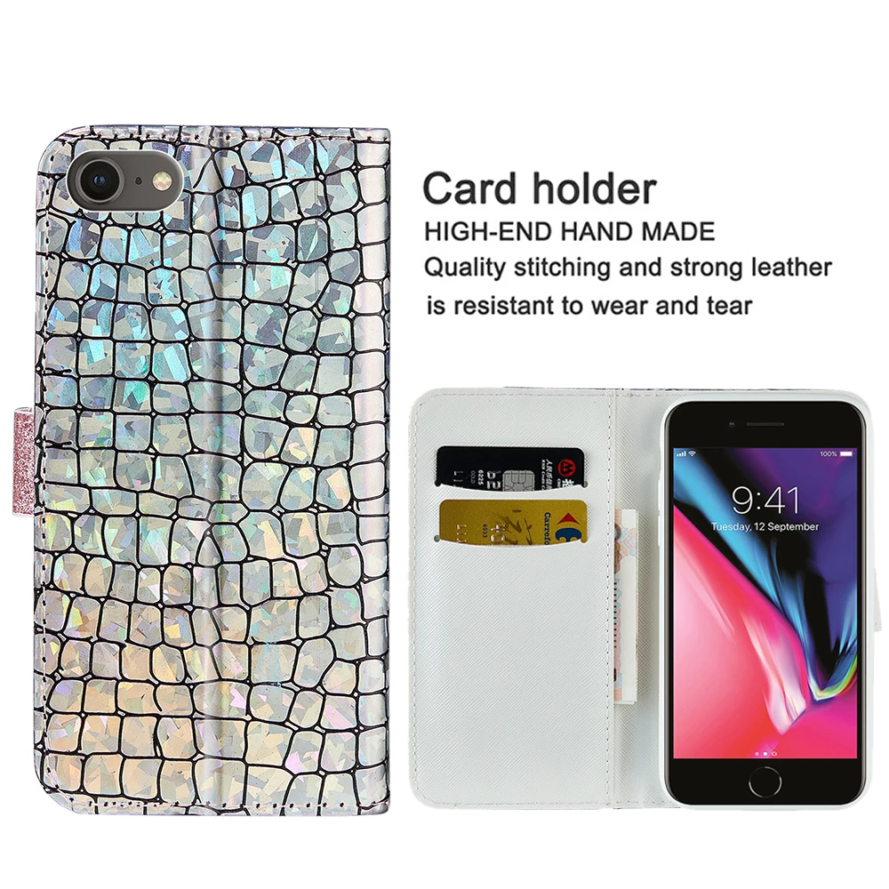 Чехол-кошелек с бриллиантовым блеском для samsung Galaxy S6 S7 edge S8 S9 S10 5G Plus Lite S10E слот для карт откидной Чехол-книжка для девушек и женщин