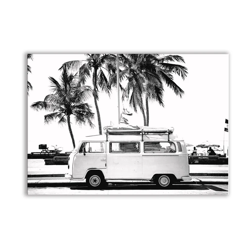Z39 Camper Van Beach Surf принт Пальма Арт холст картина черно-белая фотография океан плакат Бохо Декор для гостиной - Цвет: Z39