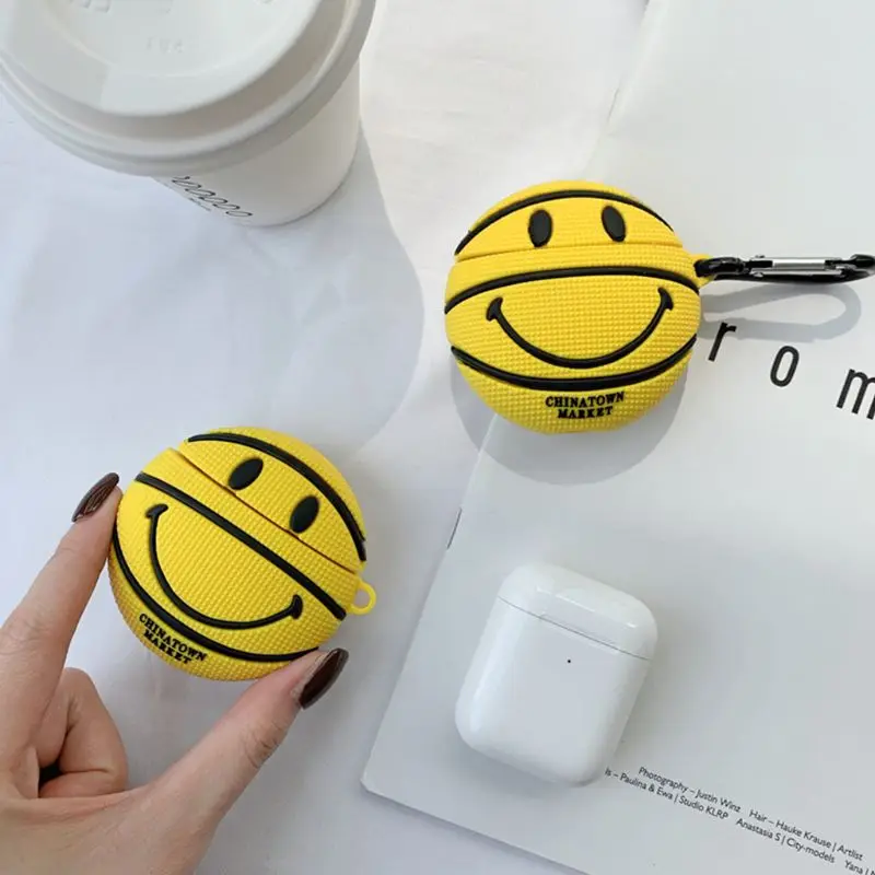 Смайлик баскетбол мягкий защитный чехол силиконовый чехол для Airpods 1/2 Kit