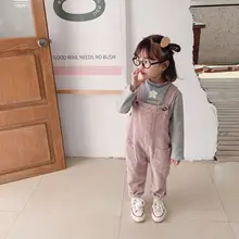 Утепленный вельветовый комбинезон в Корейском стиле для девочек и мальчиков, осенне-зимняя одежда для маленьких девочек, детские штаны, размеры от 1 до 4 лет