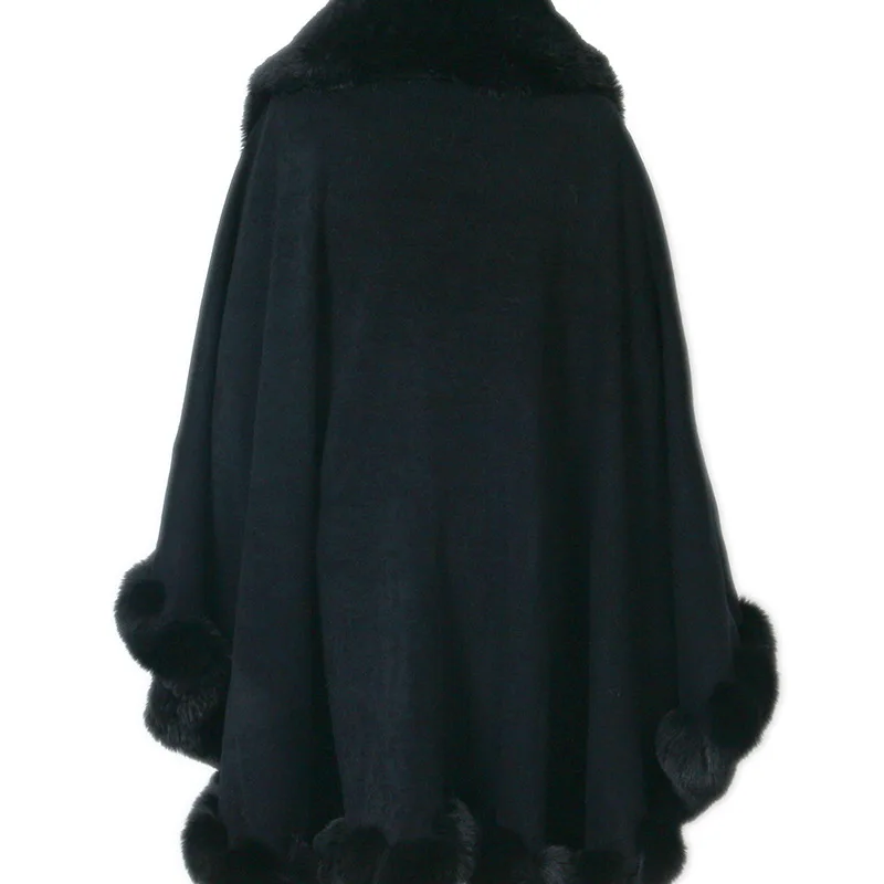 Europe and the United States autumn and winter new imitation cashmere cloak female warm solid color imitation hare hair
