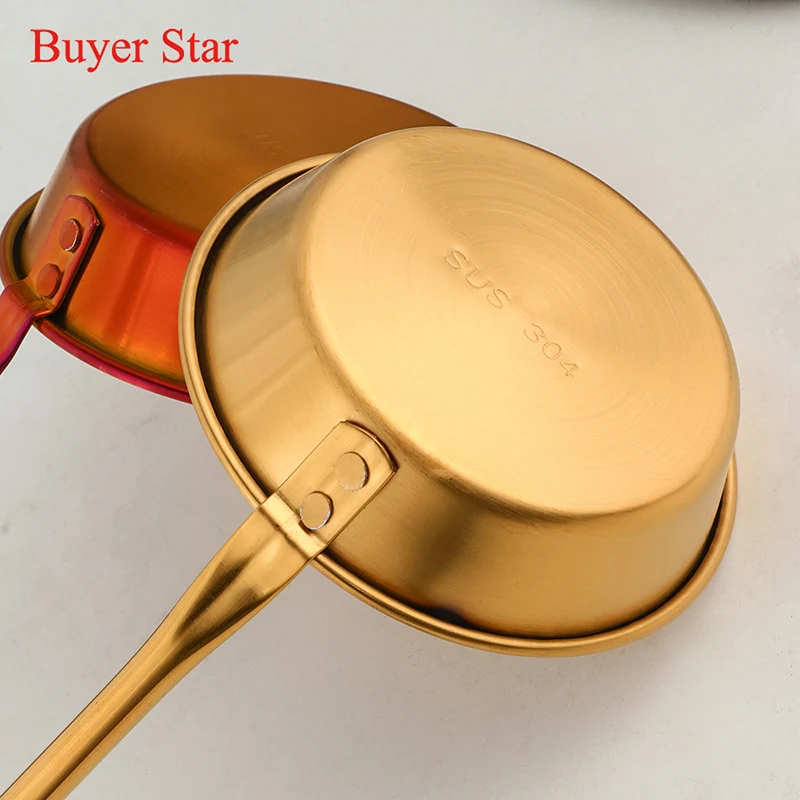 2PCS Long Handle Stainless Steel Ladle Serving Spoon Metal Round Dinner Scoop fry food spoons Tableware Cooking Kitchen Utensils