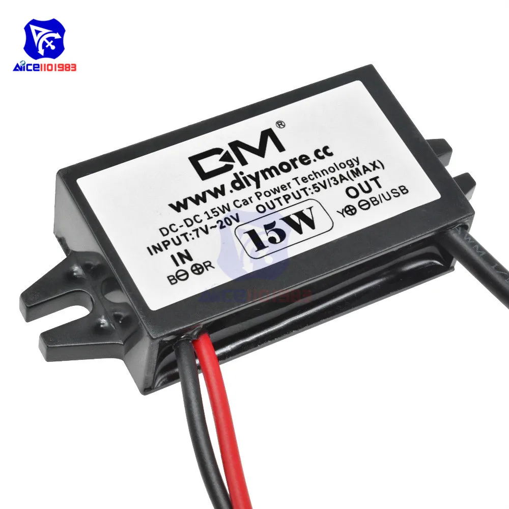 Diymore DC-DC DC 12 В до 5 В 3A 15 Вт понижающий преобразователь модуль Женский usb type-A Женский конвертер для автомобиля