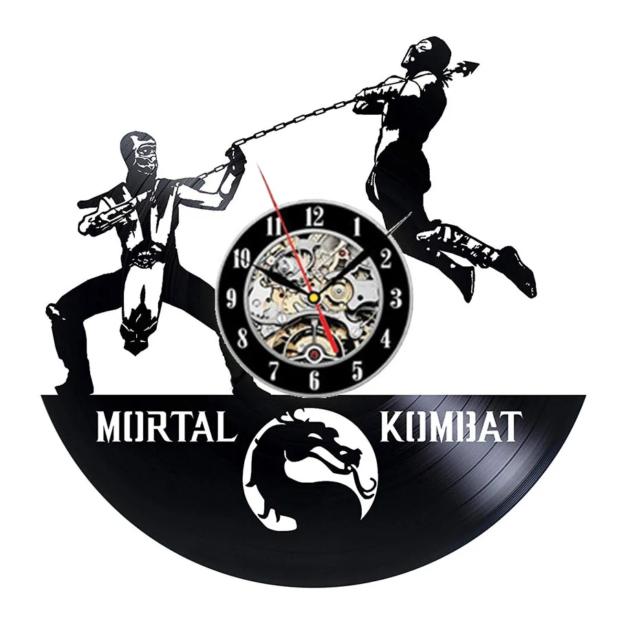 Mmoral Kombat виниловые настенные часы современный дизайн дракон 3D наклейки кинематографическая тематика винтажные настенные часы CD часы для домашнего декора - Цвет: Type6