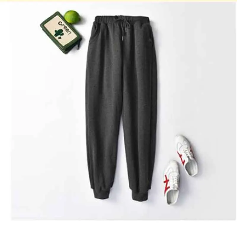 Winter Cashmere Harem Warm Pants Womens Velvet Thick Cotton Lambskin Pants Streetwear Loose Causal Joggers Women Trousers S-3XL - Цвет: Темно-серый