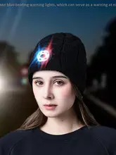 

Autumn And Winter New Led Lamp Knitted Hat Warm Outdoor Night Running And Cycling Lighting Large Lattice Lamp Hat