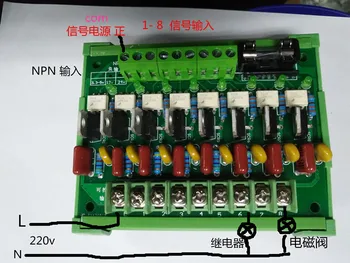 

8-channel NPN Input PLC AC Amplifier Board Thyristor Optocoupler Isolation Contactless Solid State Relay Module Output 220V