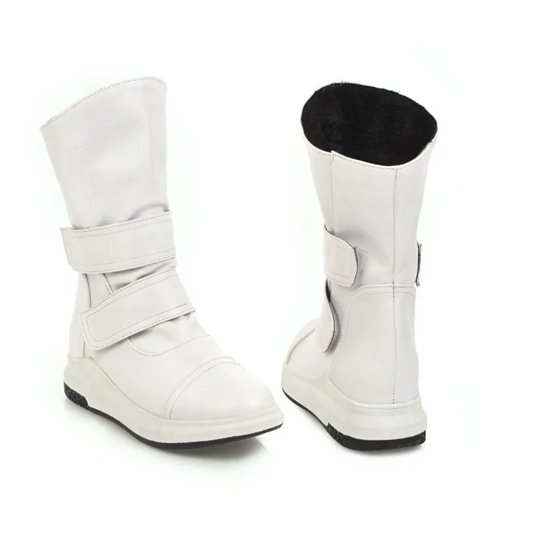 2019Women New wedges Round Toe Mid Calf Boots Lady Winter Platform Hook Loop Warm Fashion Round Toe Snow Boot J782