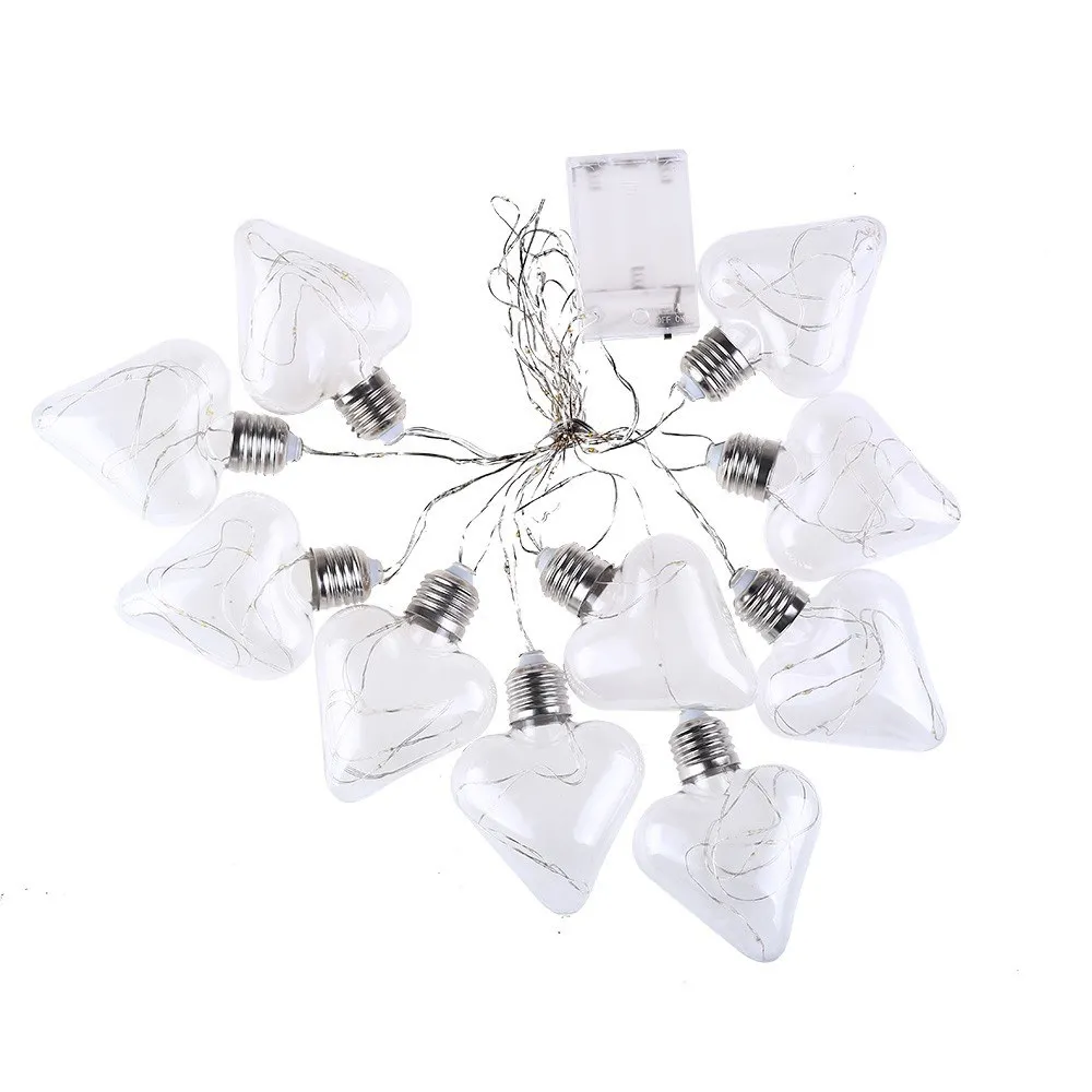NEWKBO Portable Modern Simple Originality 100 Bulbs Loving Heart Decorative Lamp String With Copper Wire Cell Case