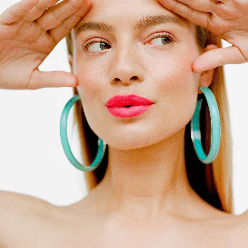 

Geometry Big Earrings New Candy Color Acrylic Earrings Ladies Street Style Fashion C-Type Exaggerated Earrings Female 2019 New