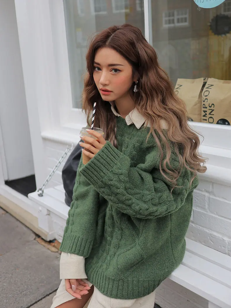 RUGOD новые зимние теплые свитера, пуловеры для женщин с круглым вырезом свободного размера плюс, вязаный свитер, пальто, мода для женщин, корейский стиль