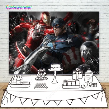 

Sperhero theme Background For Photography boy birthday party Backdrop for photo studio