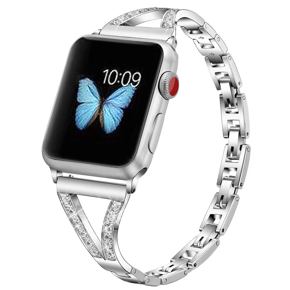Роскошный браслет из нержавеющей стали для Apple Watch 3 2 1 42 мм 38 мм браслет ремешок для Iwatch серии 4 5 44 мм 40 мм