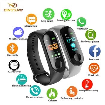 

BINSSAW Color Screen Smart Band Sport Fitness Bracelet Waterproof Wristband Blood Pressure Oxygen Activity Tracker watch For