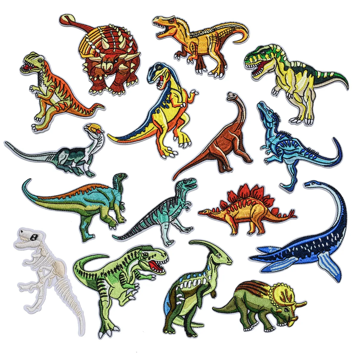 

16 Pcs Dinosaur Emblem Sew On/Iron On Embroidered DIY Applique Patch Set for Kids Backpacks Hats Jeans Jackets Dres
