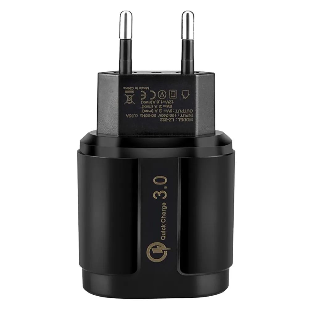 Быстрое зарядное устройство 3,0 USB зарядное устройство для iPhone для samsung для LG и более быстрое настенное зарядное устройство EU разъем-адаптер - Цвет: Черный