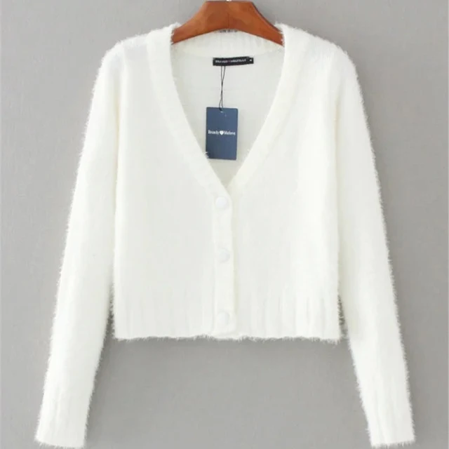 white mohair cardigan