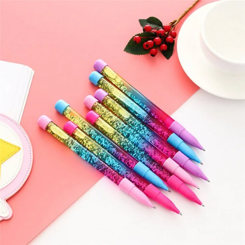 1PC Quicksand Ballpoint Pen Flow oil Gold Foil Ballpoint Pen Stationery Gift School Office Supplies 18cm