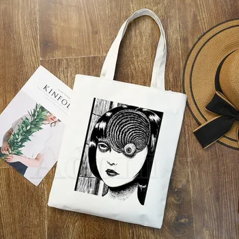 

Manga Junji Ito Shintaro Kago Canvas Bag Casual Large Hand Bags for Women Ladies Shopping Handbag Print Large Capacity Bag