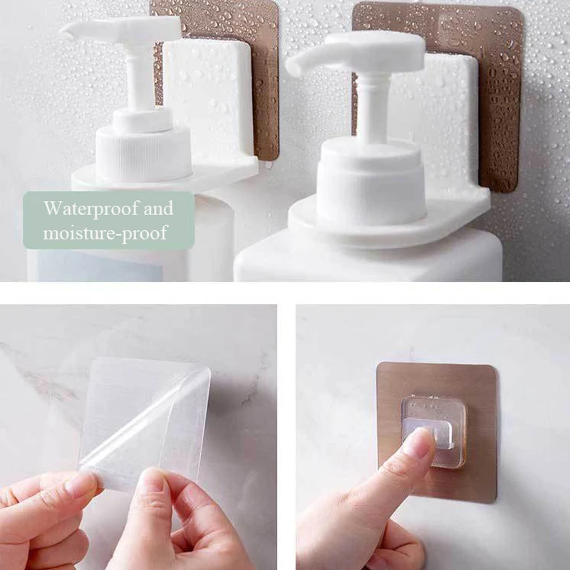 Wall Mounted Self-Adhesive Shampoo Bottle Shelf Liquid Soap Shower Gel Organizer Hook Holder Shelves Hanger wall mounted storage box wall mounted organizer Bathroom Accessories