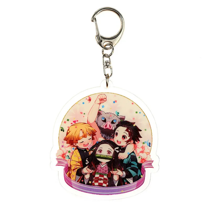 Аниме-брелок для ключей с изображением демона-убийцы Kimetsu No Yaiba Chibi, мультяшный акриловый кулон, амулеты, аксессуары, подарок для фанатов, брелки - Цвет: F