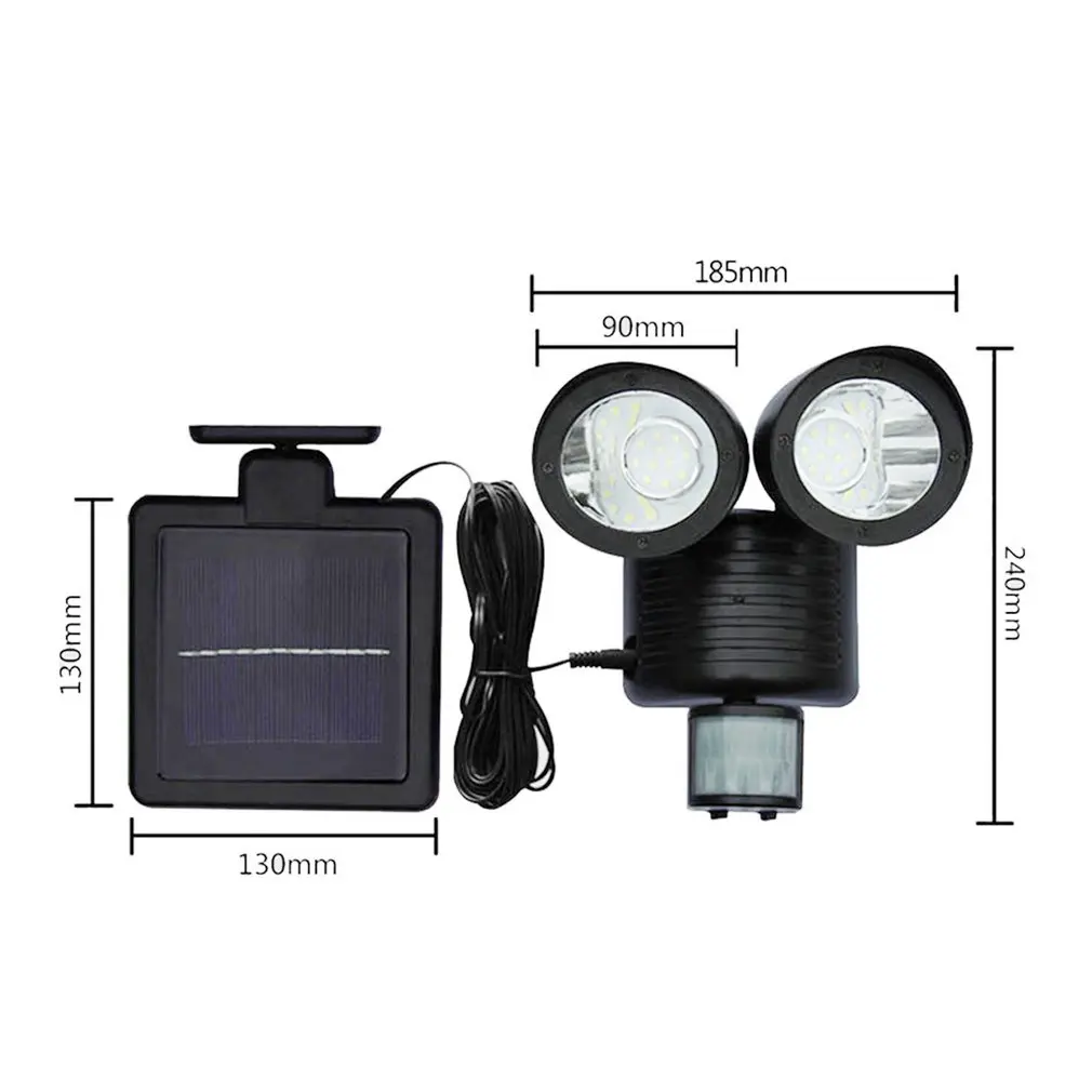 22LED Double Head Lamp Solar Power Motion Sensor Wall Light Garden Yard Security Lamp Outdoor Waterproof Landscape Lamp