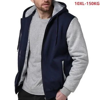 

patchwork winter men thick Sweatshirts hooded hoodies jackets warm fleece Sweatshirts large size plus 9XL 8XL 10XL outwear coat