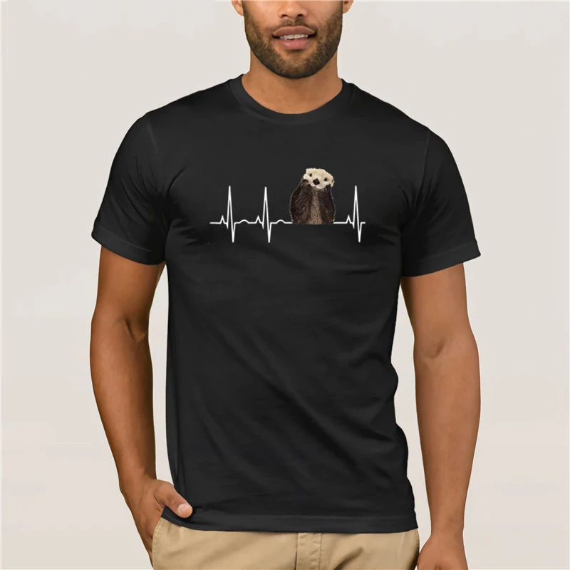 スポーツ男のtシャツカワウソハートビートシャツかわいいカワウソ恋人のギフトtシャツプリントクルーネックファッションメンズ半袖tシャツ T Shirts Aliexpress