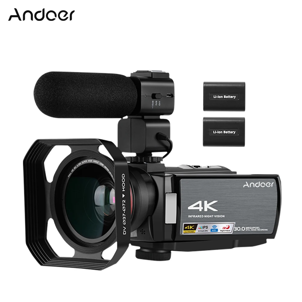 Andoer HDV-AE8 Цифровая видеокамера WiFi 4K видеокамера DV рекордер 30MP 16X цифровой зум ips lcd сенсорный экран для фотографии