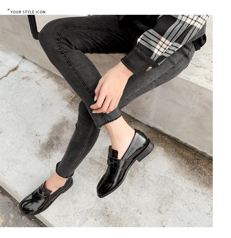 Aneikeh/ г. Весенне-осенние модные новые женские туфли-оксфорды из PU искусственной кожи на плоской подошве, с круглым носком, без шнуровки, офисная обувь для танцев, повседневная обувь, размер 39