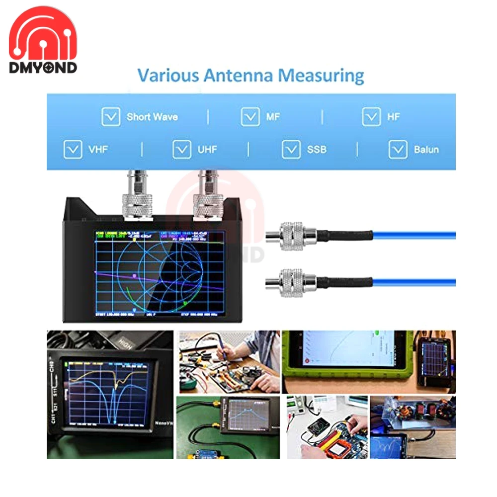 4 inch 3G NanoVNA V2 Antenna Analyzer Vector Network Analyzer NanoVNA SAA-2N V2 50KHz-3GHz HF VHF UHF Built-in 3000mAh Battery 6
