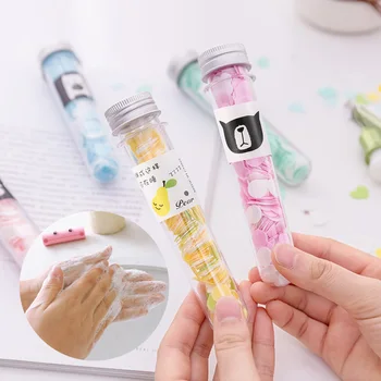 

1 PC Colorful Tube Bottle Travel Portable Disposable Soap Flakes Scented Slice Tablets Washing Hand Wipes Bath Bathroom Supplies