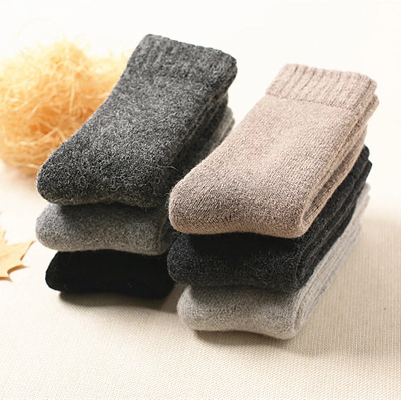 Высокое качество, супер толстые носки из мериносовой шерсти, Длинные однотонные зимние носки, мужские вязаные белые/черные роскошные носки для мужчин s