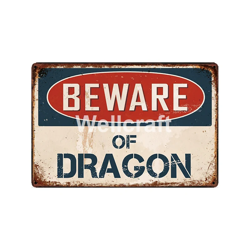 [WellCraft] Be ware of dragon металлическая Настенная Наклейка оловянные знаки плакаты винтажная живопись на заказ Декор LC-15769