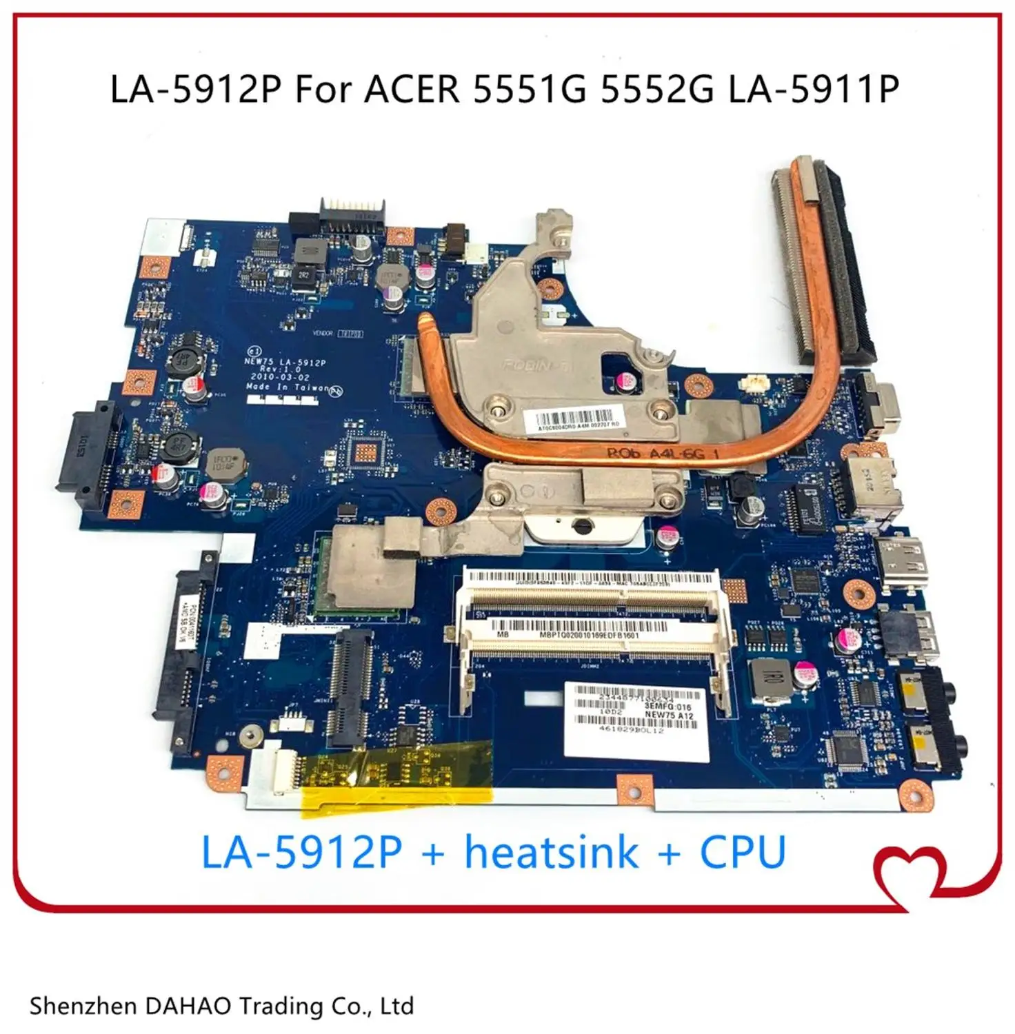 NEW75 LA-5912P материнская плата + радиатор Процессор = LA-5911P для ноутбука ACER Aspire 5251