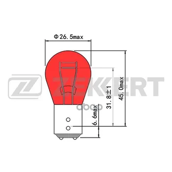 

Lamp pr21/5 W 12v 21/5 W baw15d red zekkert art. LP-1194